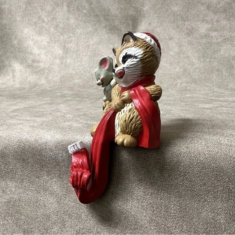 Vintage 1984 Hallmark Raccoon Mouse Stocking Hanger Holder Christmas